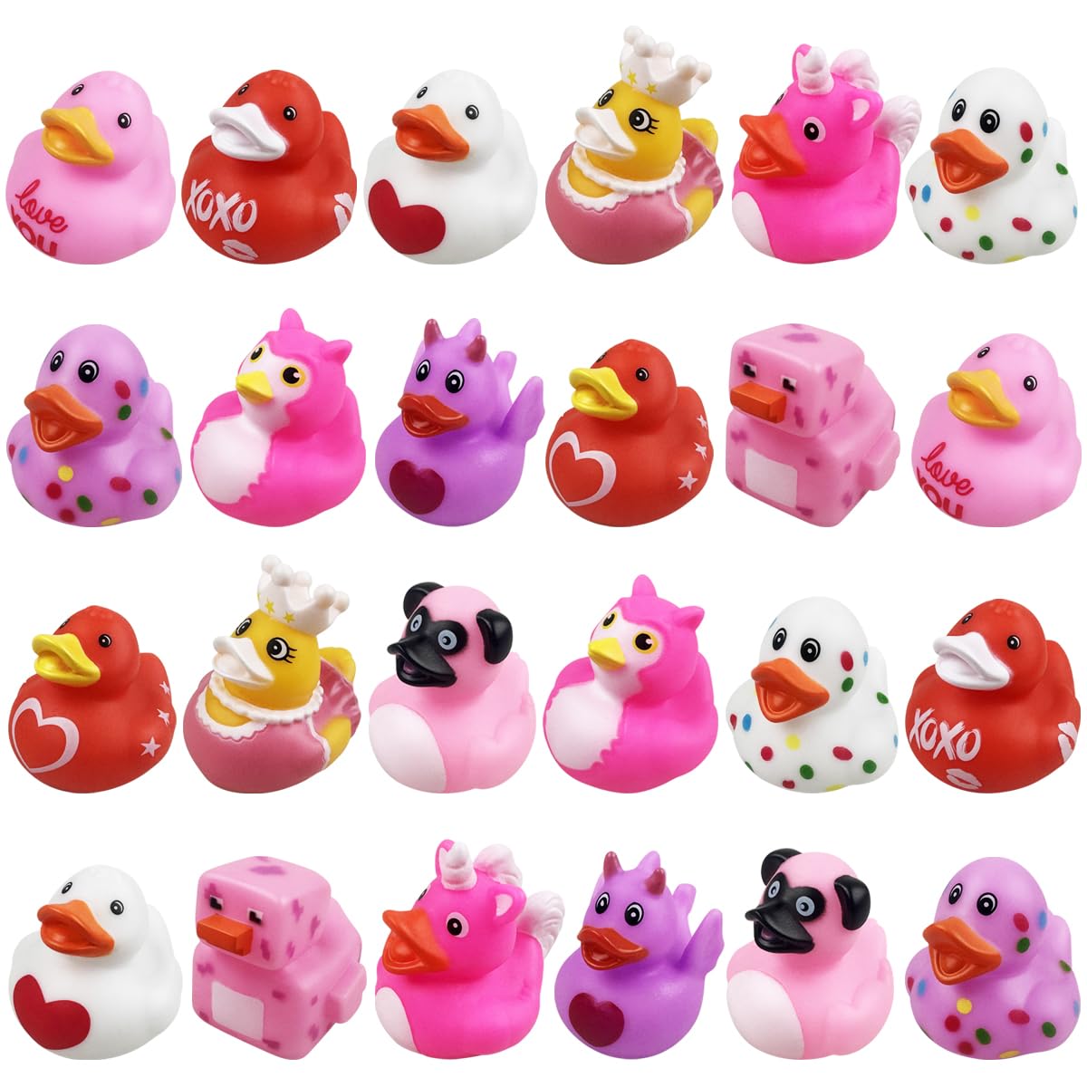 Anditoy 24 Pack Valentine Rubber Ducks – Fun Bath Toys & Party Favors for Kids