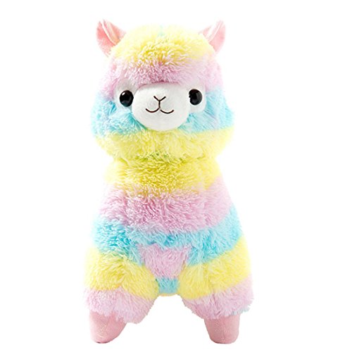 AngelGift Rainbow Alpaca Plush Toy - Soft Stuffed Llama Doll, 7 Inches, Cuddly Gift for Kids
