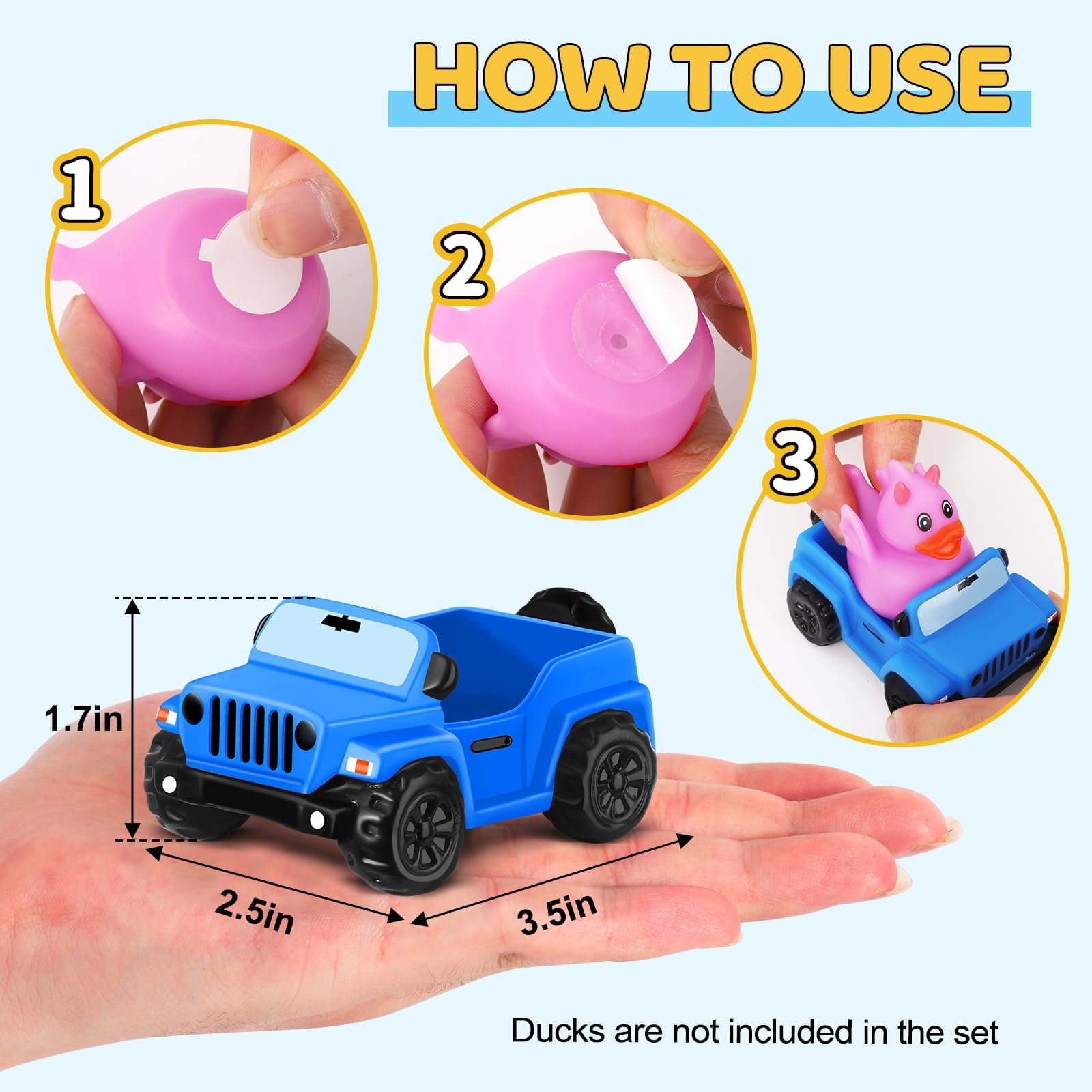 ANGGIKO 3.5 Inch Blue Car Toy for Rubber Ducks – Dashboard Decoration for Jeep Ducking Trend