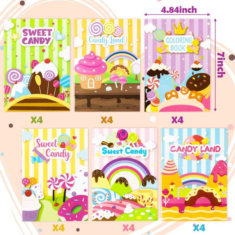 ANGOLIO 24-Pack Candyland Coloring Books for Kids – Bulk Activity Books with 6 Designs