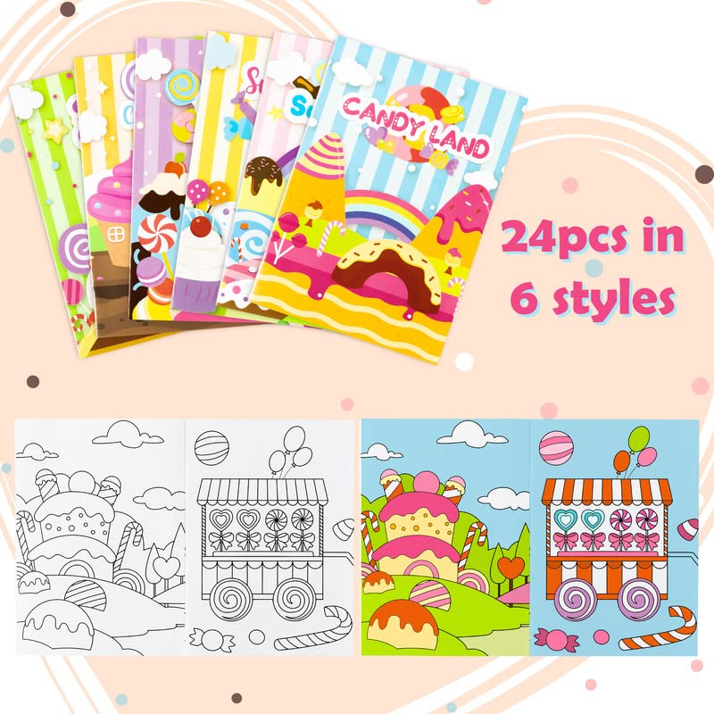 ANGOLIO 24-Pack Candyland Coloring Books for Kids – Bulk Activity Books with 6 Designs