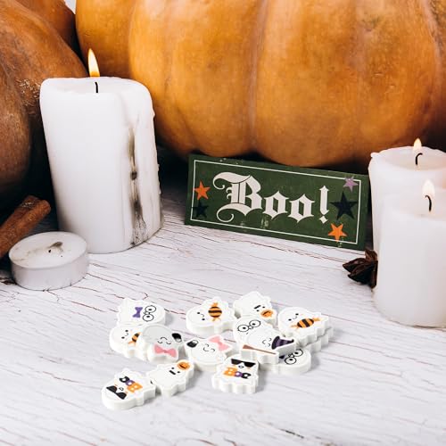 ANGOLIO 60-Pack Halloween Ghost Mini Erasers - Bulk Spooky Erasers for Kids, Party Favors, Classroom Rewards