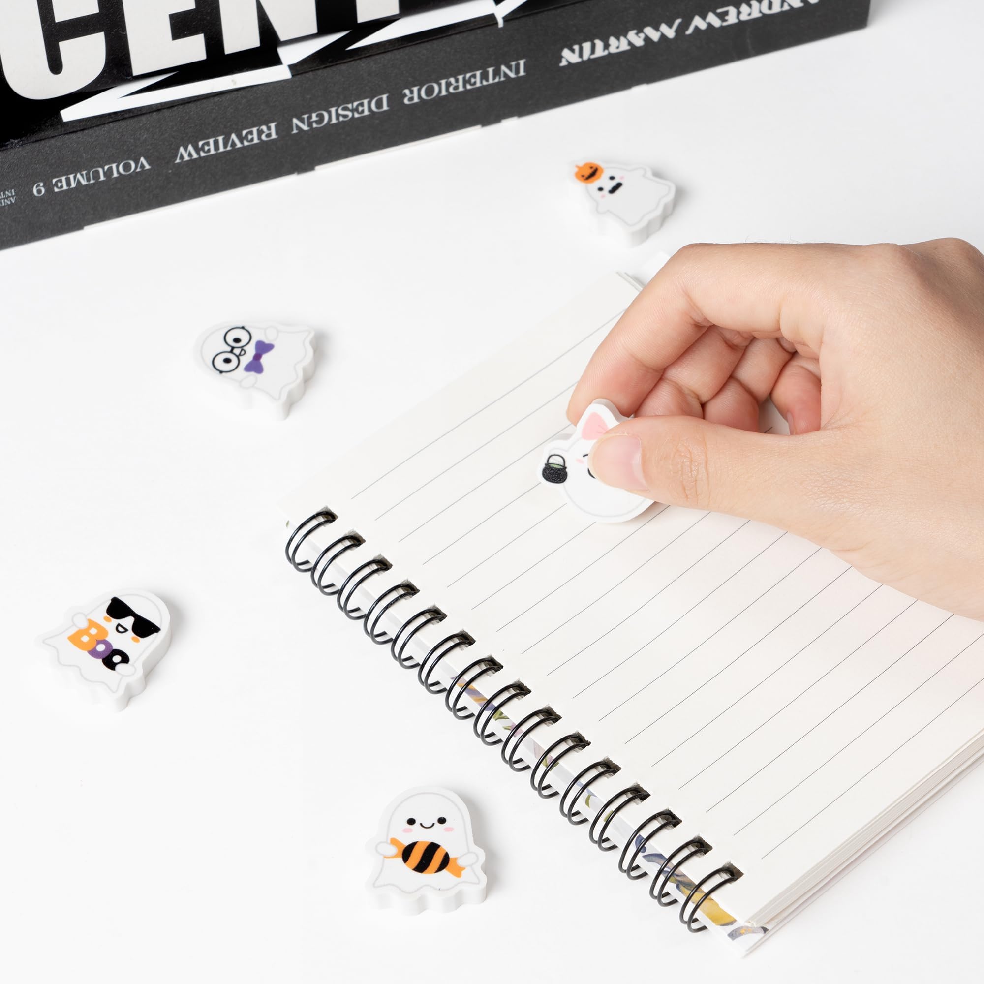 ANGOLIO 60-Pack Halloween Ghost Mini Erasers - Bulk Spooky Erasers for Kids, Party Favors, Classroom Rewards