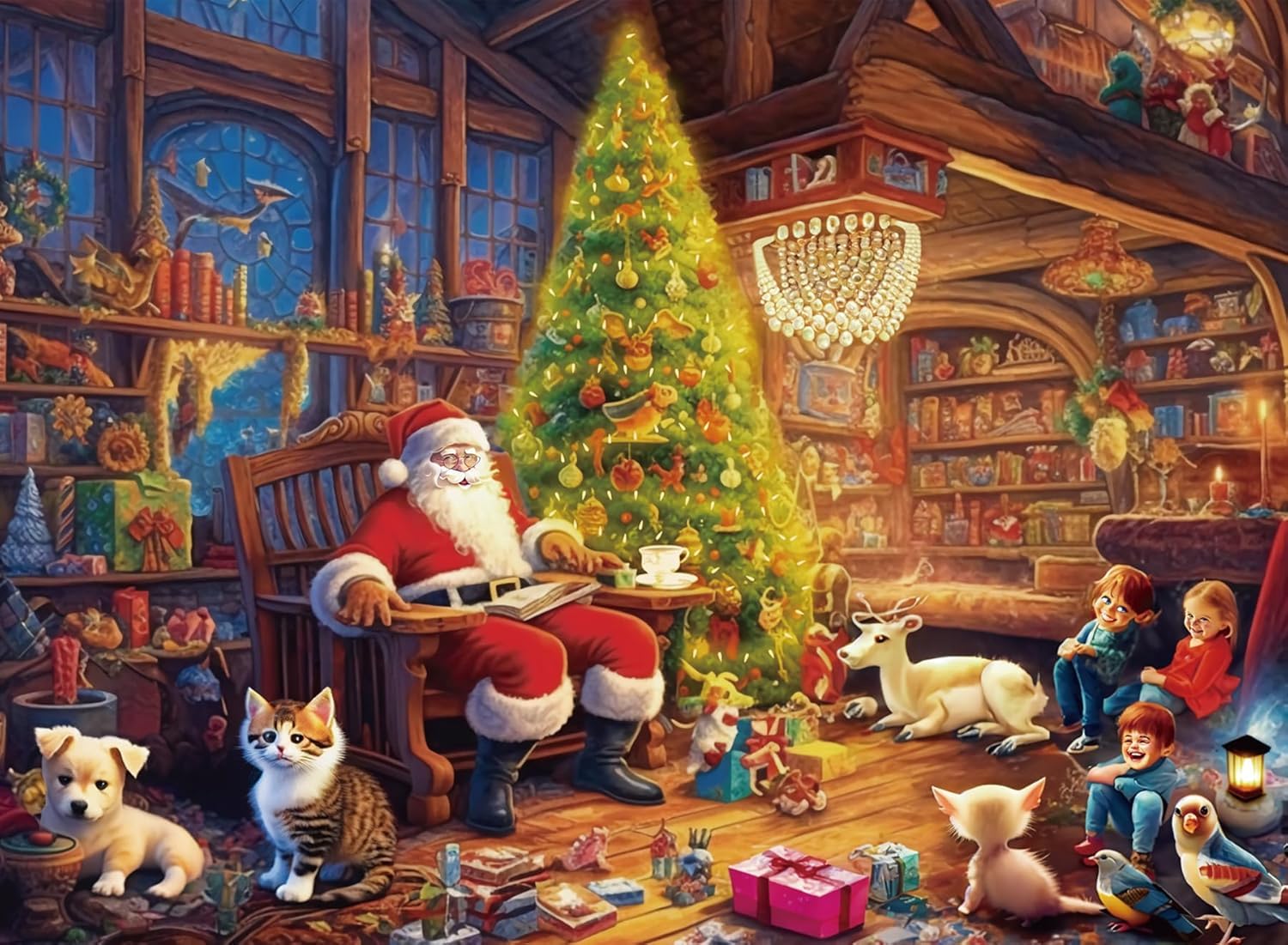 Anguis 500 Piece Christmas Jigsaw Puzzle - Santa Claus Family - 20.5x15 Inches