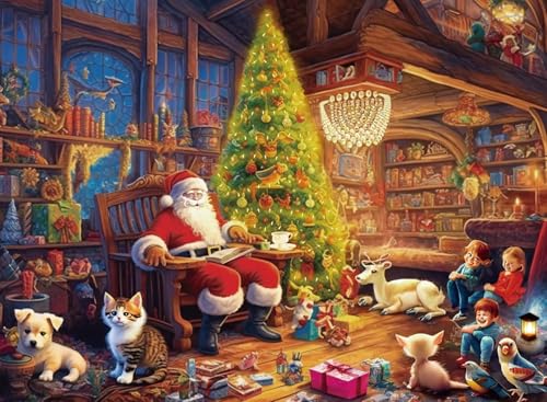 Anguis 500 Piece Christmas Jigsaw Puzzle - Santa Claus Family - 20.5x15 Inches