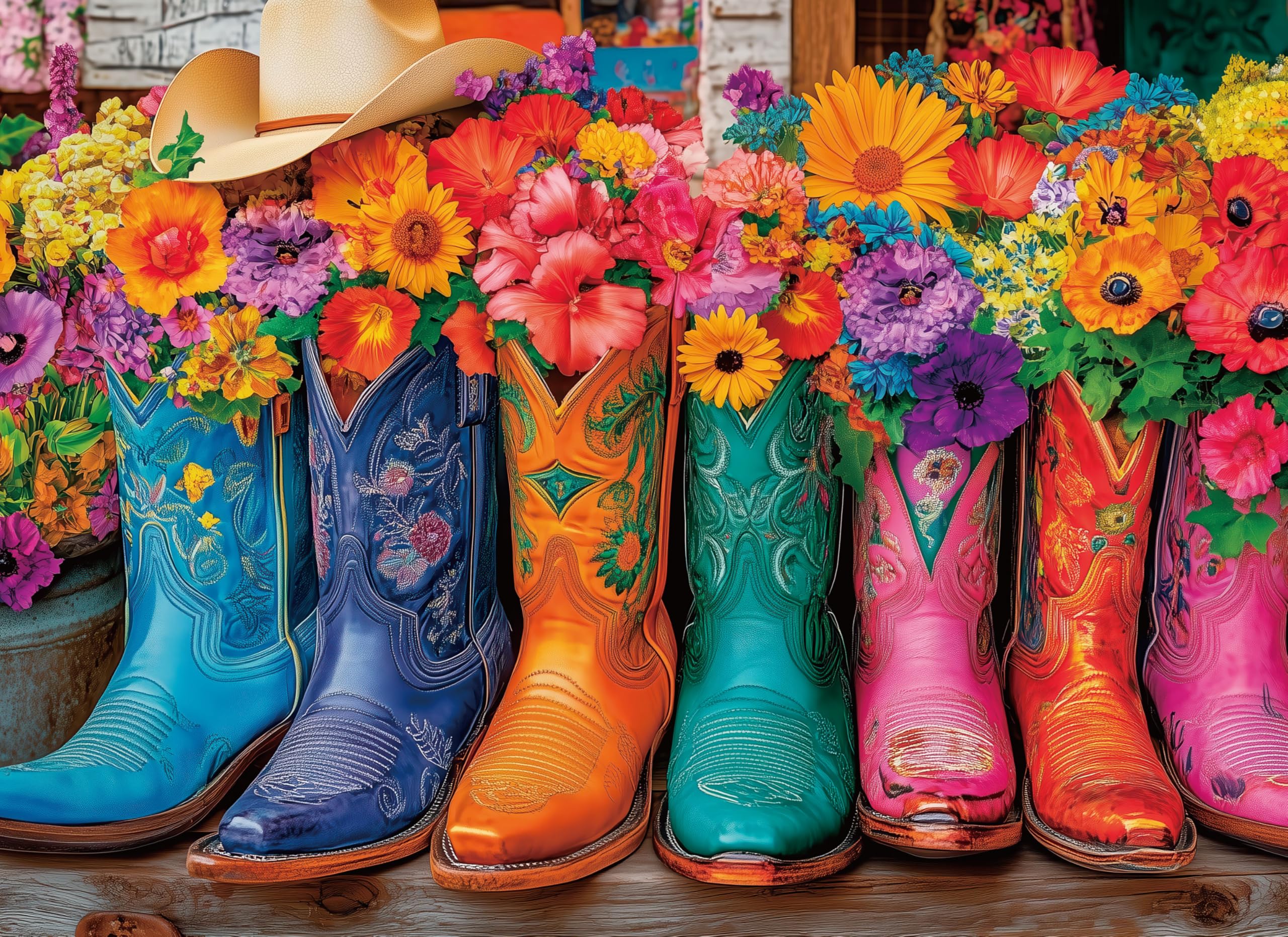Anguis 500 Piece Jigsaw Puzzle for Adults – Colorful Boots & Hat, 20.5 x 15 Inches