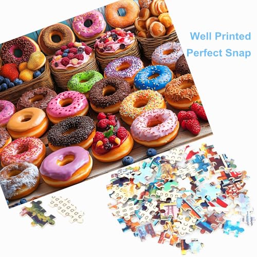 Anguis 500 Piece Jigsaw Puzzle for Adults – Flavorful Donuts, 20.5 x 15 Inches, Includes Poster