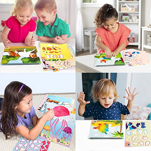 Animal & Rainbow Sticker Activity Books for Kids Ages 4-8 - 2 Books, 22 Pictures to Complete