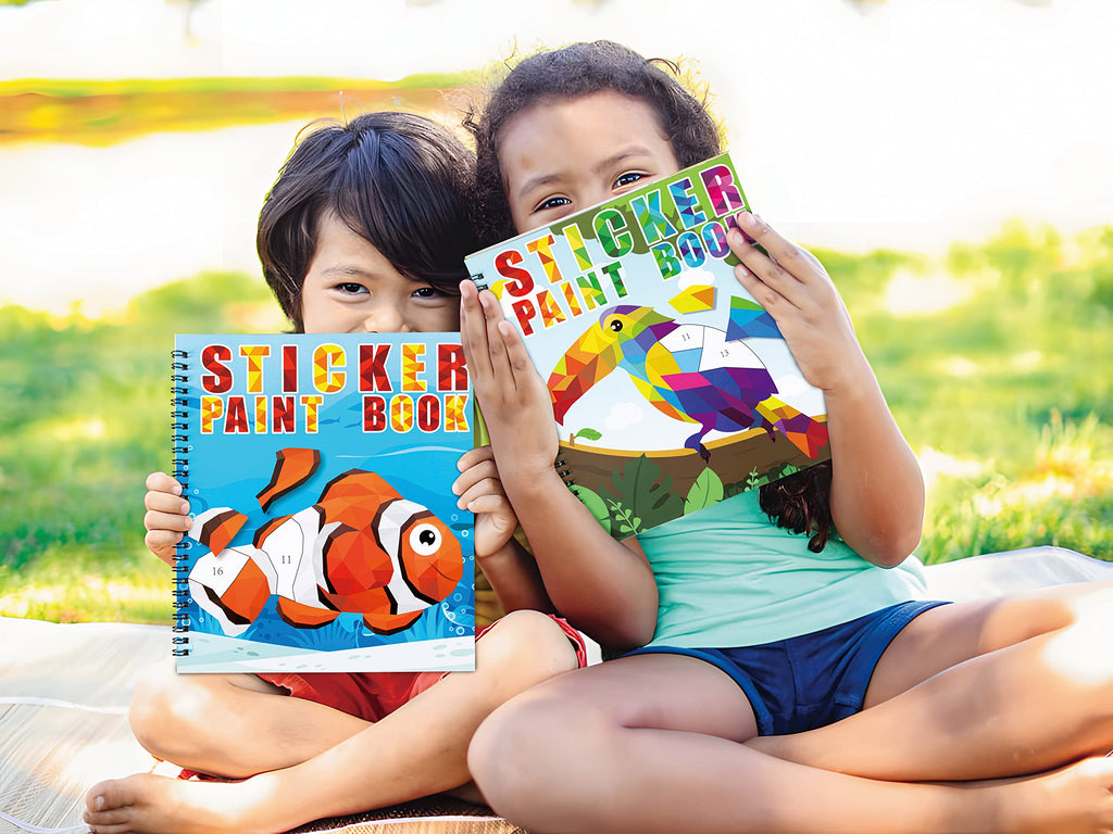 Animal & Rainbow Sticker Activity Books for Kids Ages 4-8 - 2 Books, 22 Pictures to Complete