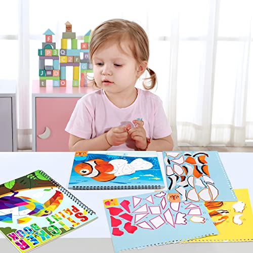 Animal & Rainbow Sticker Activity Books for Kids Ages 4-8 - 2 Books, 22 Pictures to Complete