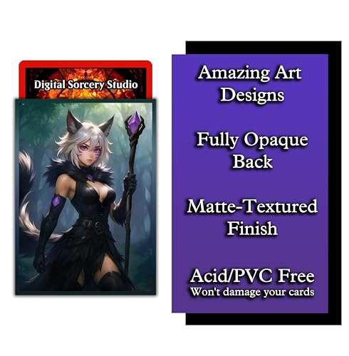 Anime Cat Warlock Card Sleeves (102 Pack) – Premium TCG Protectors for MTG, Final Fantasy Commander