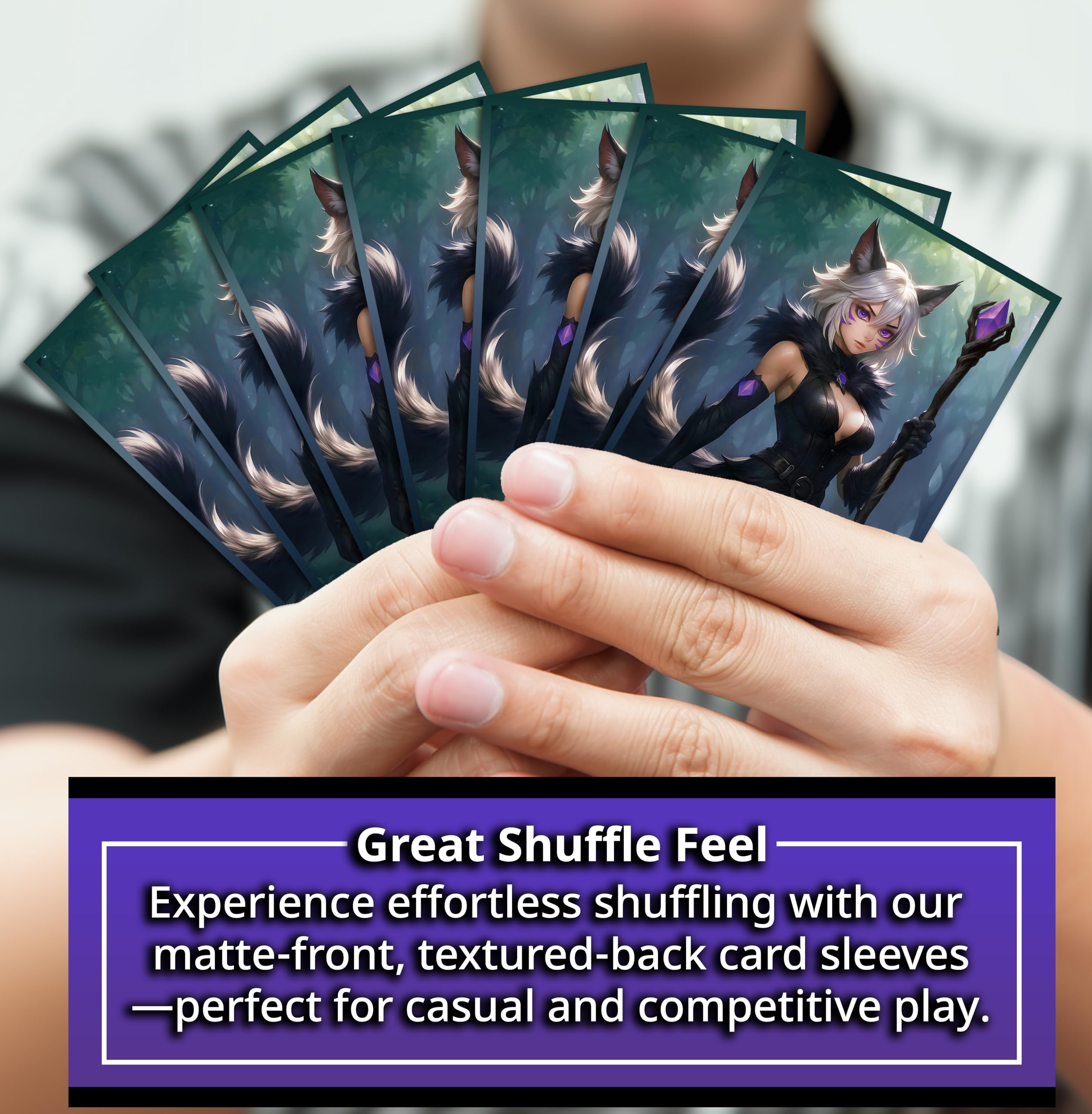 Anime Cat Warlock Card Sleeves (102 Pack) – Premium TCG Protectors for MTG, Final Fantasy Commander