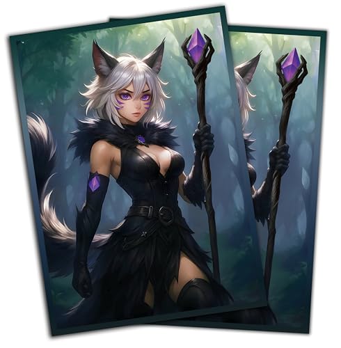 Anime Cat Warlock Card Sleeves (102 Pack) – Premium TCG Protectors for MTG, Final Fantasy Commander