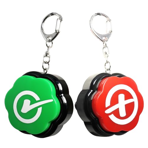 ANLIKY Right Wrong Sound Buzzers – Portable Keychain Answer Buzzers Set of 2 (Green + Red) for Game Shows, Classroom Quizzes & Pet Training