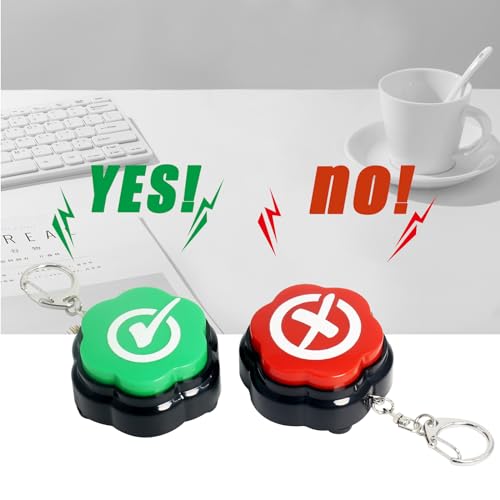 ANLIKY Right Wrong Sound Buzzers – Portable Keychain Answer Buzzers Set of 2 (Green + Red) for Game Shows, Classroom Quizzes & Pet Training