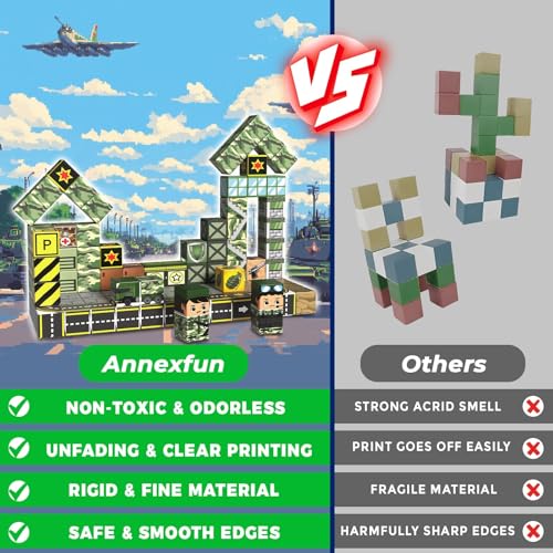 Annexfun 100-Piece Magnetic Building Blocks – Military Castle Theme, STEM Toy for Ages 3+