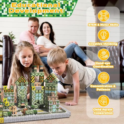 Annexfun 100-Piece Magnetic Building Blocks – Military Castle Theme, STEM Toy for Ages 3+