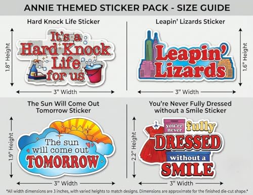 Annie Hard Knock Life Sticker Set – 4 Die-Cut Broadway Vinyl Stickers (3x3 inch)