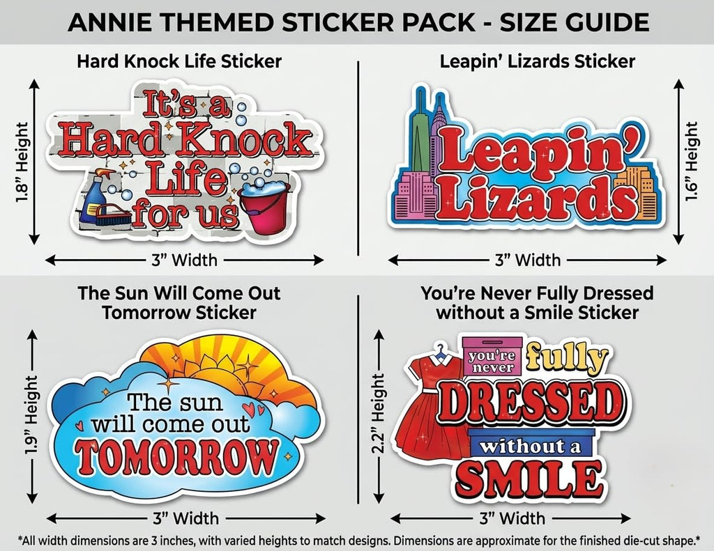 Annie Hard Knock Life Sticker Set – 4 Die-Cut Broadway Vinyl Stickers (3x3 inch)