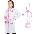 ANPHILE Kids Doctor Costume Set – White & Pink Lab Coat with Working Stethoscope for Toddler Girls Ages 3-8