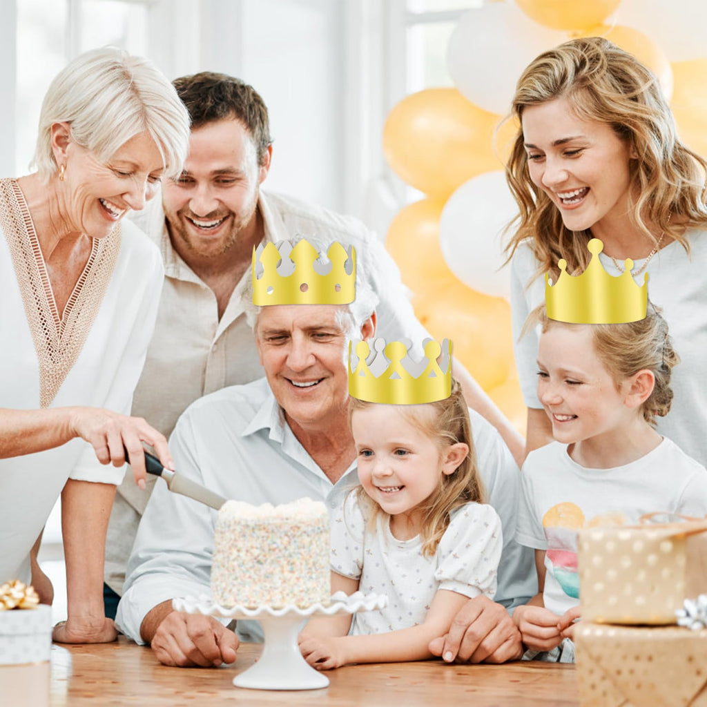 ANPUNAT Gold Foil Paper Crown Hat for Birthday Parties, Baby Showers, Beauty Pageants & Photo Props