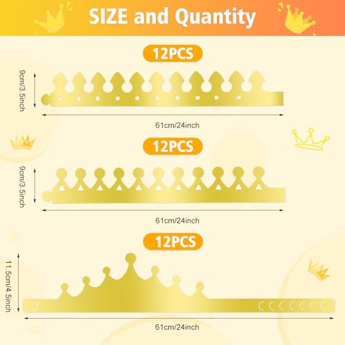 ANPUNAT Gold Foil Paper Crown Hat for Birthday Parties, Baby Showers, Beauty Pageants & Photo Props