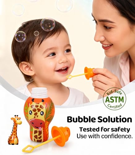 Anti-Spill Bubble Wands for Toddlers – 2-Pack (Random Colors) or 4-Pack (Animal Themes)