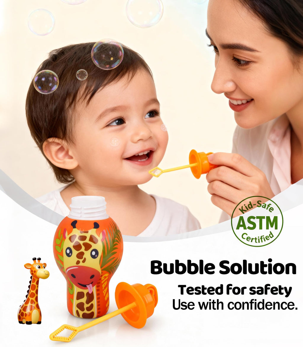 Anti-Spill Bubble Wands for Toddlers – 2-Pack (Random Colors) or 4-Pack (Animal Themes)