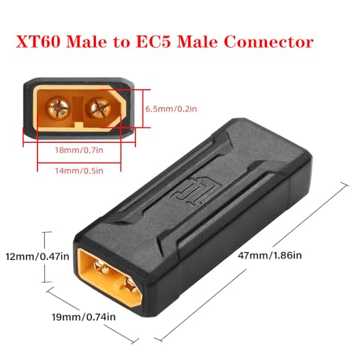Antianxia 2-Pack XT60 Male to Male Connector Adapter – Gold-Plated, No Soldering, Plug & Play for RC LiPo/NiMH Batteries & ESC