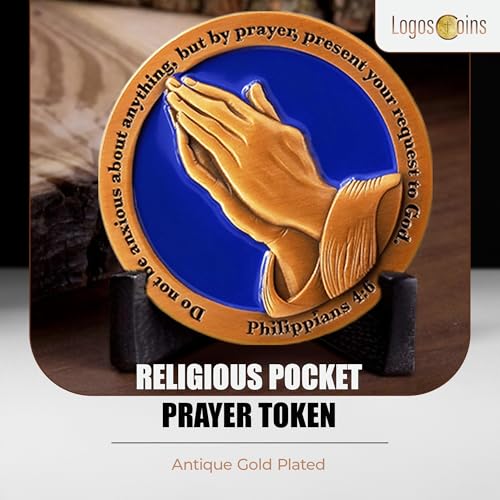 Antique Gold Serenity Prayer Coin 1.75" – Philippians 4:6 Bible Verse Challenge Coin for Encouragement