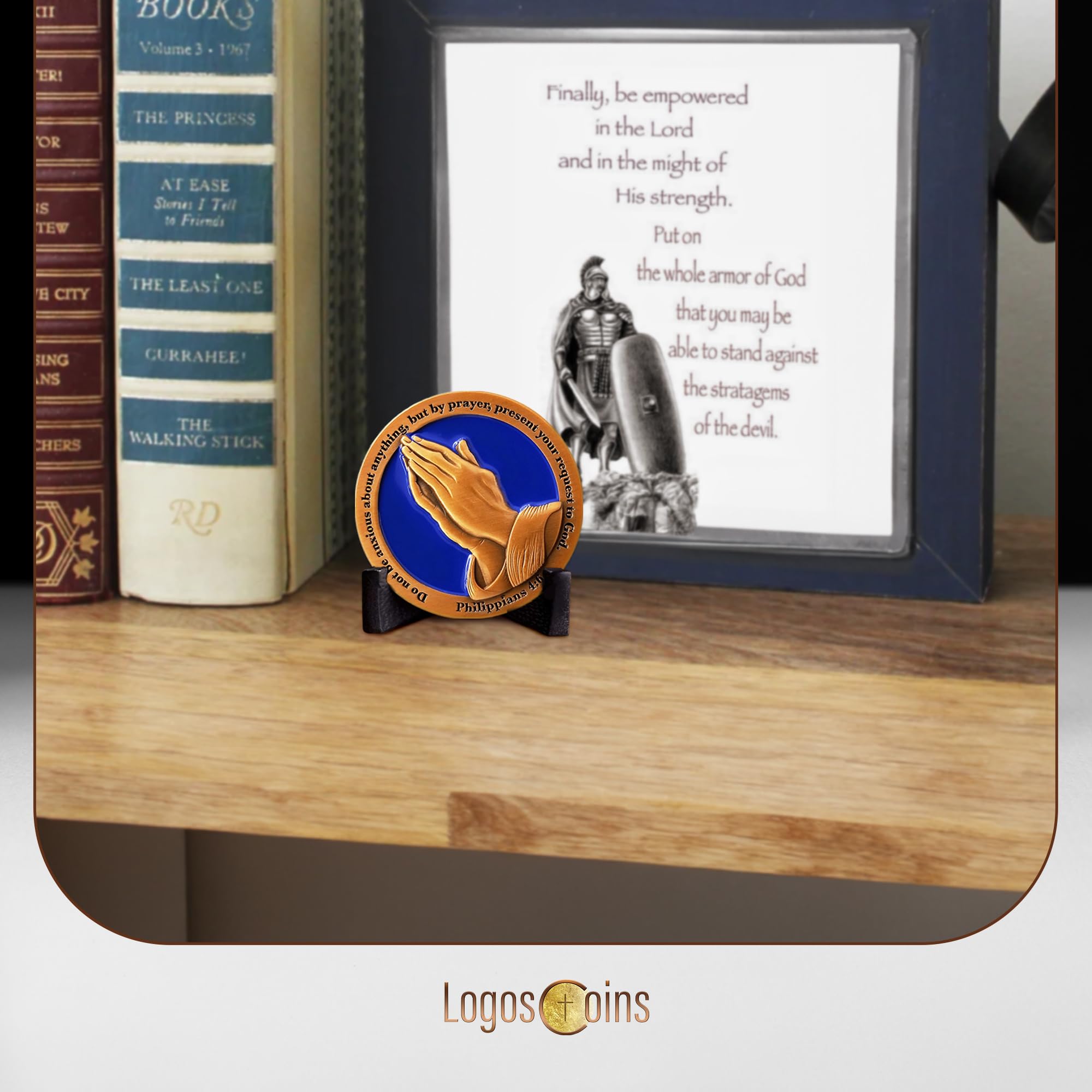 Antique Gold Serenity Prayer Coin 1.75" – Philippians 4:6 Bible Verse Challenge Coin for Encouragement