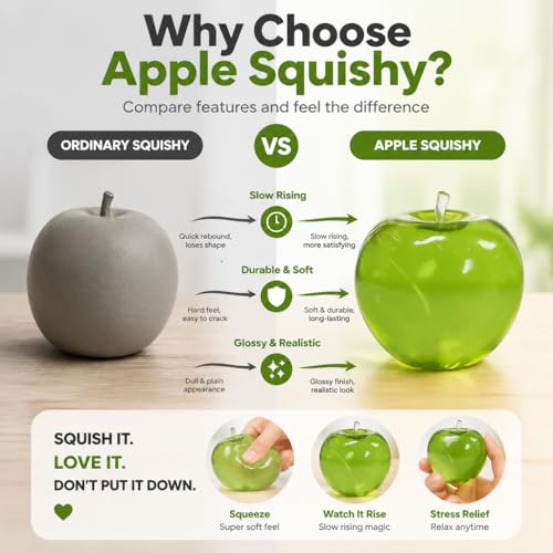 ANYKU Green Apple Squishy – Oversized Slow-Rising Stress Relief Fidget Toy for Adults