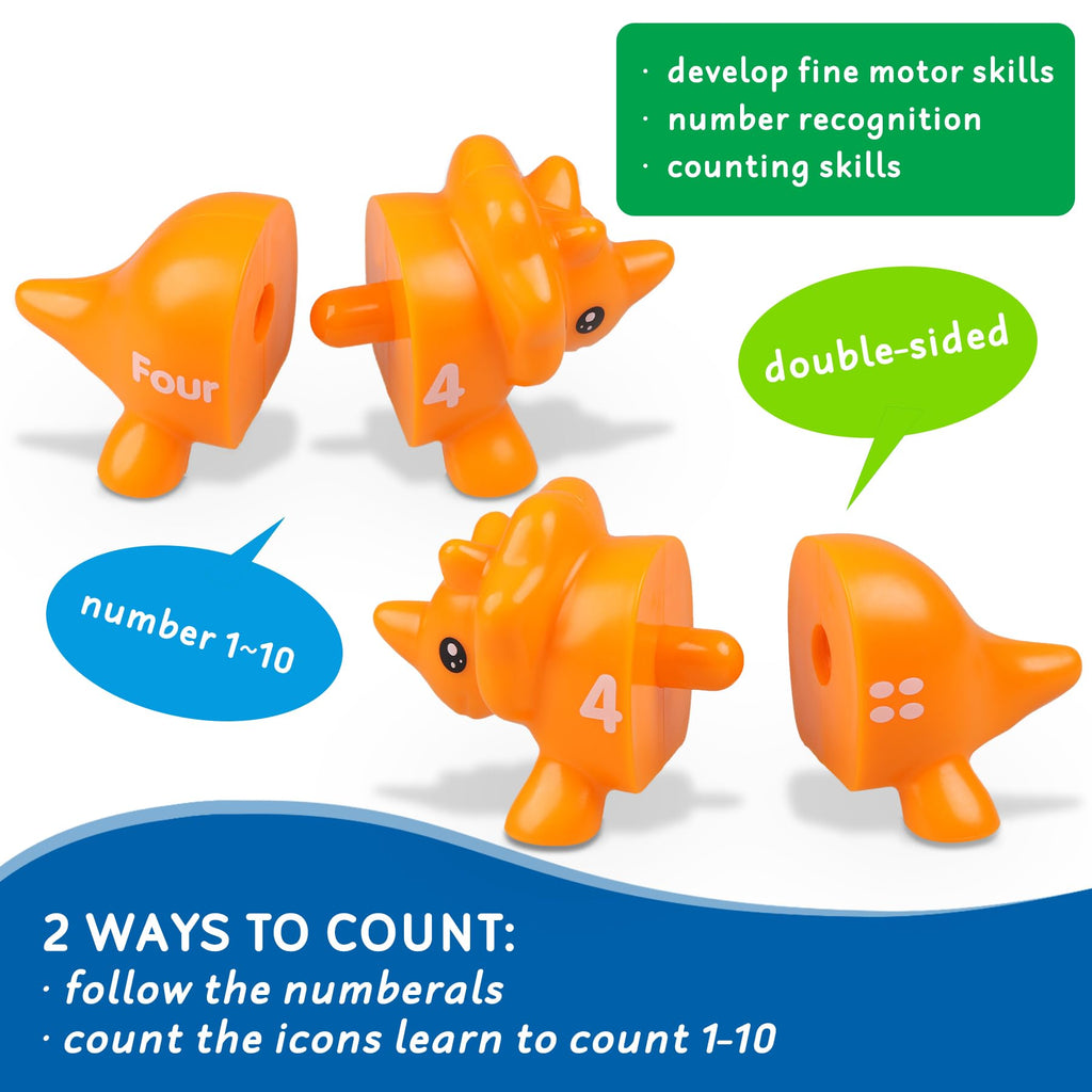 Anzimo Toddler Dinosaur Montessori Toys - 20 Double-Sided Learning Pieces for Ages 1-4