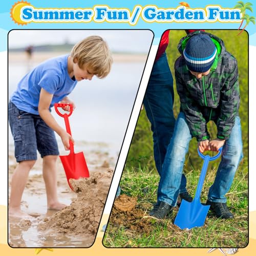 Anzmtosn 3 Pack 16-Inch Heavy-Duty Plastic Beach Shovels for Kids and Adults - Blue Sand Scoops for Sandbox, Gardening, Snow