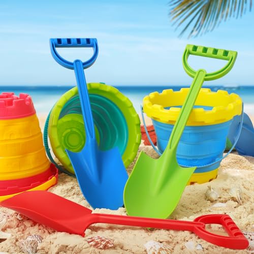 Anzmtosn 3 Pack 16-Inch Heavy-Duty Plastic Beach Shovels for Kids and Adults - Blue Sand Scoops for Sandbox, Gardening, Snow