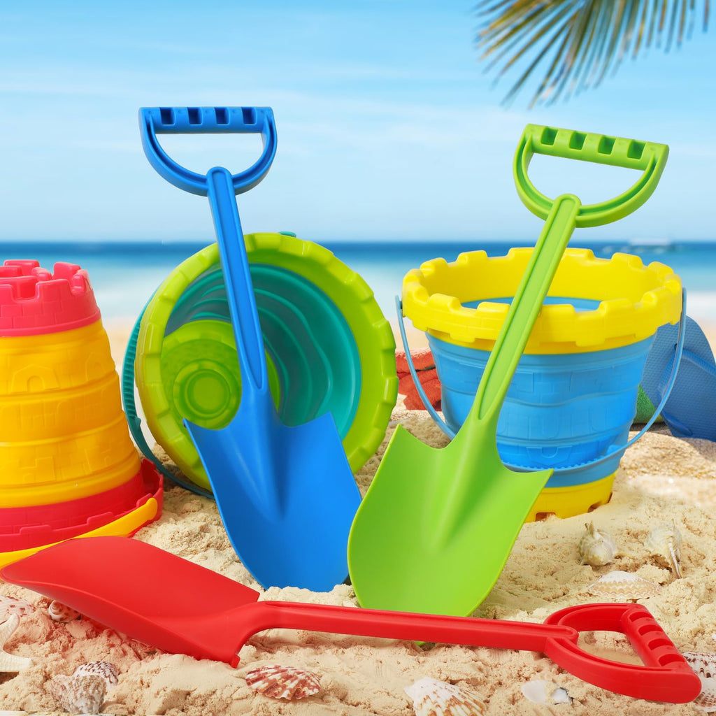 Anzmtosn 3 Pack 16-Inch Heavy-Duty Plastic Beach Shovels for Kids and Adults - Blue Sand Scoops for Sandbox, Gardening, Snow
