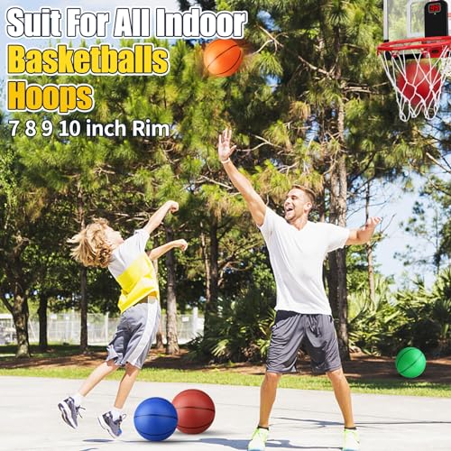 Anzmtosn 4-Pack 7-Inch Mini Basketballs with Pump – PVC Inflatable Balls for Indoor Hoops, Pool, and Beach