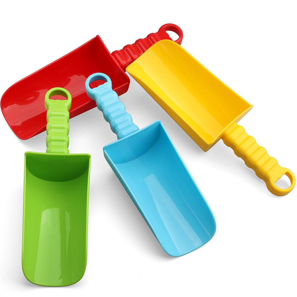 Anzmtosn 4-Pack Jumbo 9-Inch Beach Sand Shovels for Kids and Adults – Durable ABS Plastic Garden Digging Toy Set