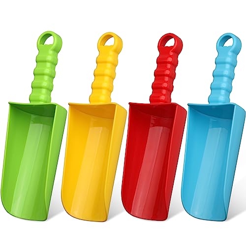 Anzmtosn 4-Pack Jumbo 9-Inch Beach Sand Shovels for Kids and Adults – Durable ABS Plastic Garden Digging Toy Set