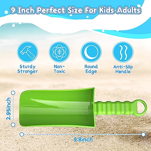Anzmtosn 4-Pack Jumbo 9-Inch Beach Sand Shovels for Kids and Adults – Durable ABS Plastic Garden Digging Toy Set