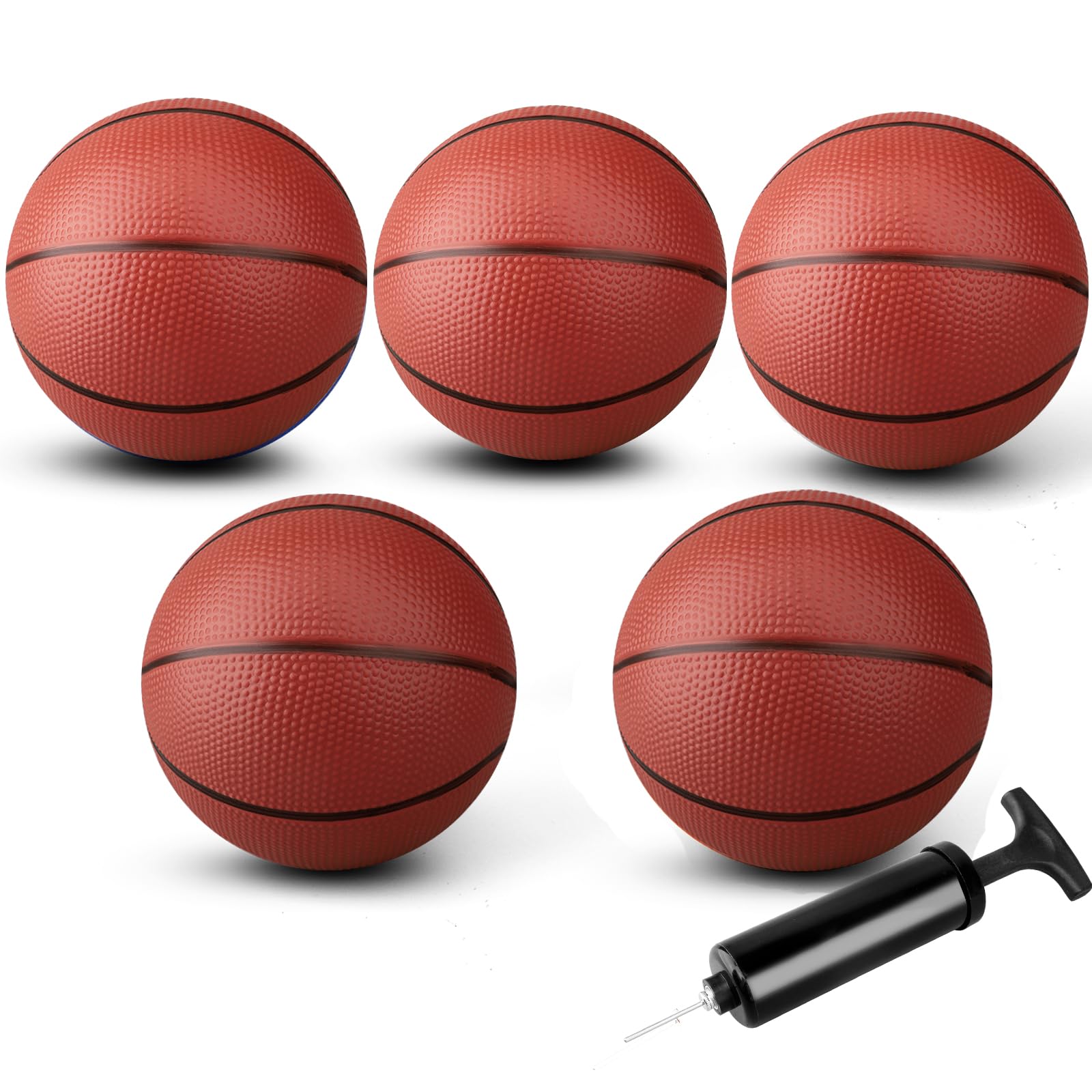 Anzmtosn 7 Inch Mini Basketballs 5 Pack - Pool & Indoor Hoop Balls with Anti-Slip Grip, Eco-Friendly PVC, Assorted Colors