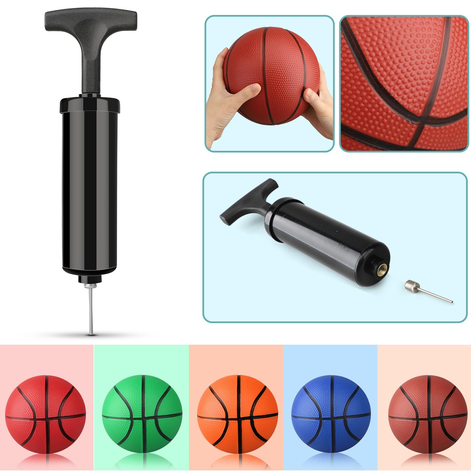 Anzmtosn 7 Inch Mini Basketballs 5 Pack - Pool & Indoor Hoop Balls with Anti-Slip Grip, Eco-Friendly PVC, Assorted Colors