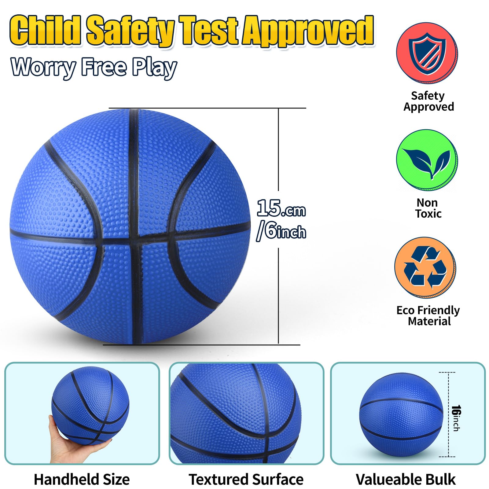Anzmtosn 7 Inch Mini Basketballs 5 Pack - Pool & Indoor Hoop Balls with Anti-Slip Grip, Eco-Friendly PVC, Assorted Colors