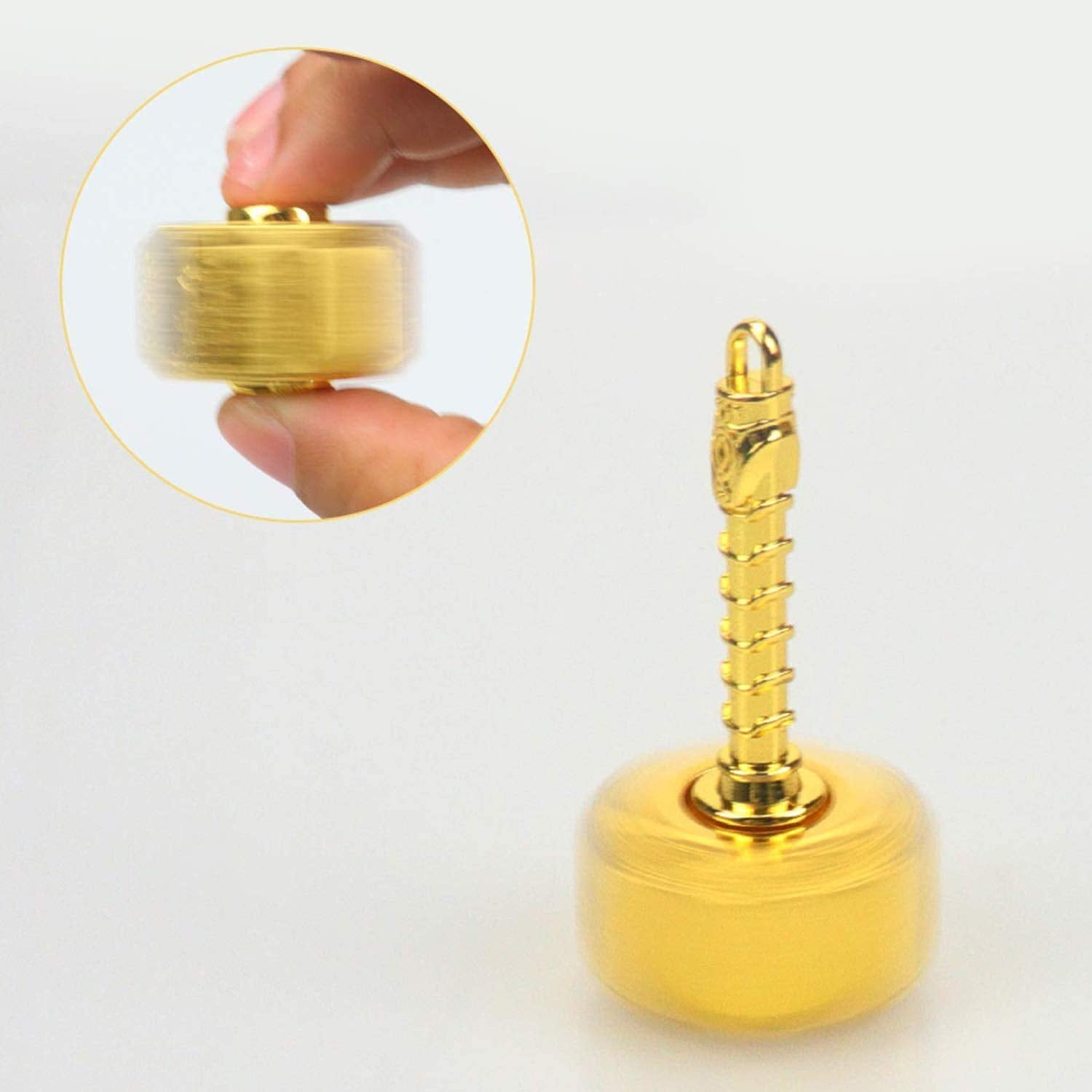 Anzmtosn Metal Hammer Fidget Spinner - 2-in-1 Fidget Cube, Gold, R188 Bearing, Stress Relief Toy