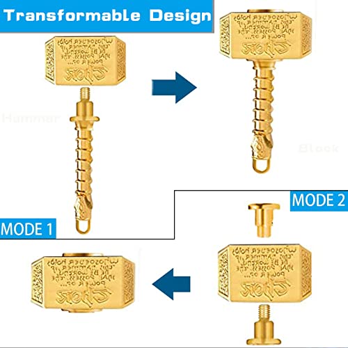 Anzmtosn Metal Hammer Fidget Spinner - 2-in-1 Fidget Cube, Gold, R188 Bearing, Stress Relief Toy