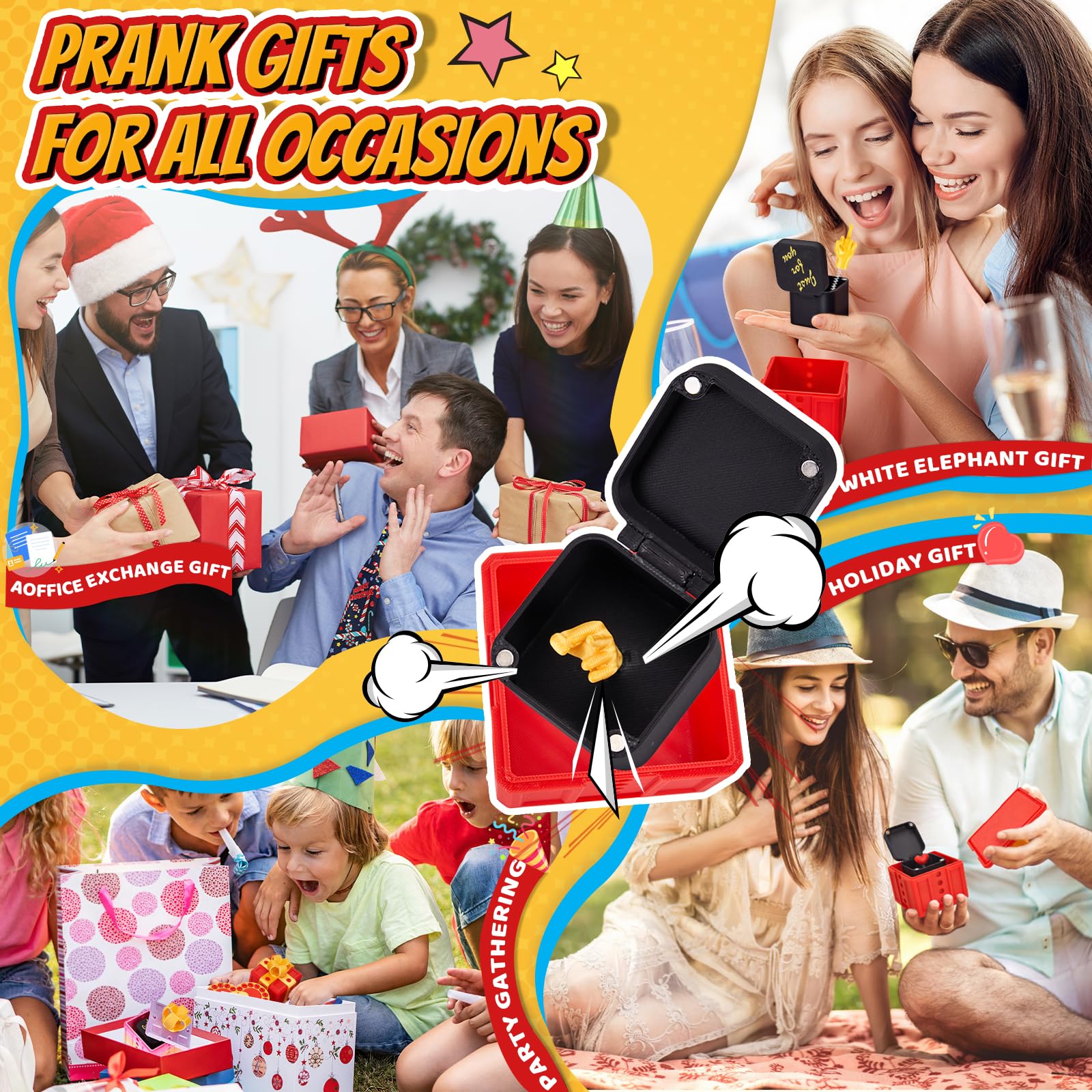 Aodomis 3.74" Gotcha Box Prank with Surprise Finger - 3D Printed Puzzle Gift Box with Screws & Pop Up Finger, Annoying Gift Box for Birthdays, Gag Gift for Friends Him or Her