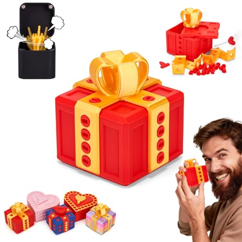 Aodomis 3.74" Gotcha Box Prank with Surprise Finger - 3D Printed Puzzle Gift Box with Screws & Pop Up Finger, Annoying Gift Box for Birthdays, Gag Gift for Friends Him or Her
