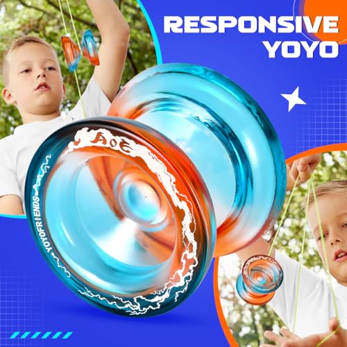 AOE Responsive Yoyo for Beginners with Dual Function Bearing – Includes Case and 10 Strings