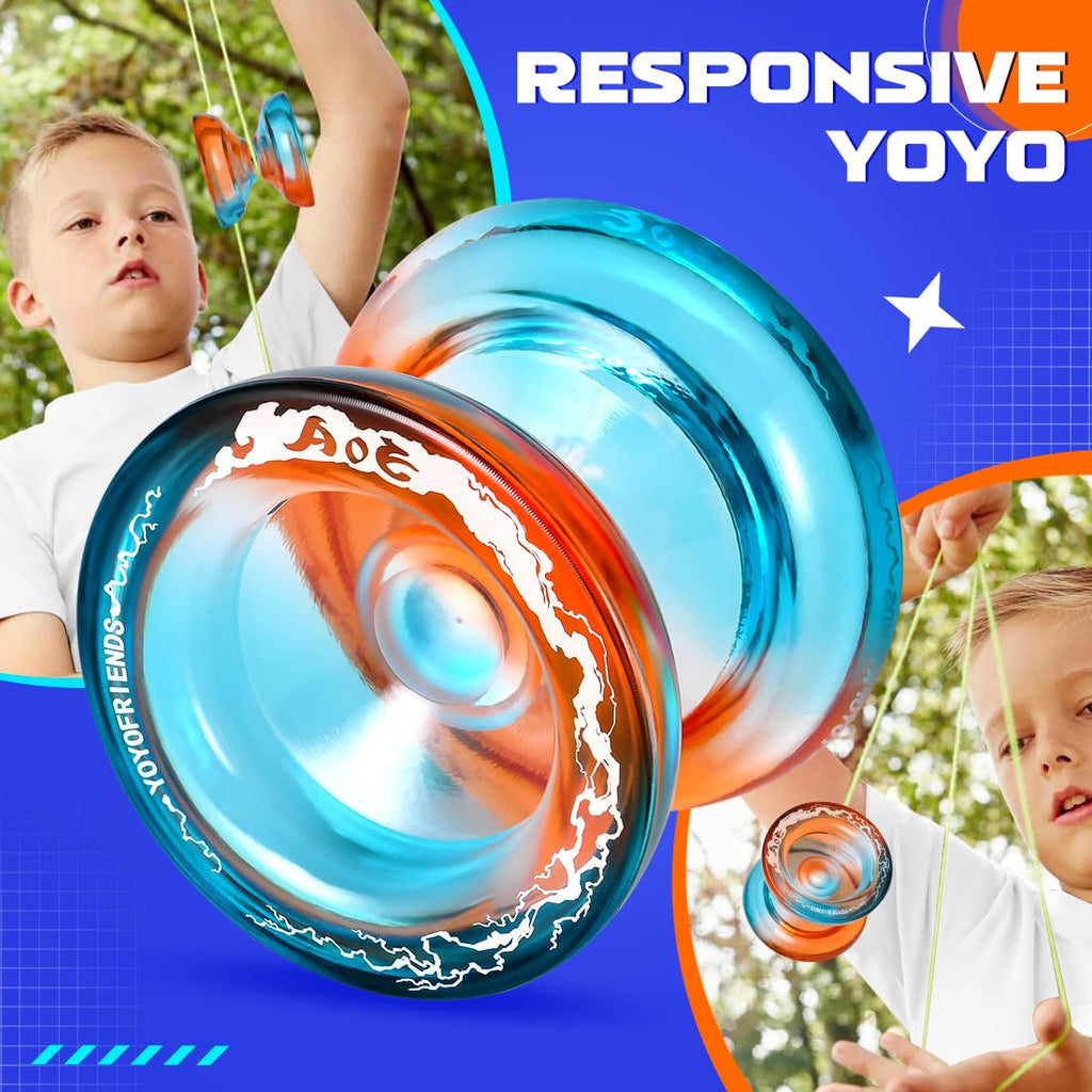 AOE Responsive Yoyo for Beginners with Dual Function Bearing – Includes Case and 10 Strings
