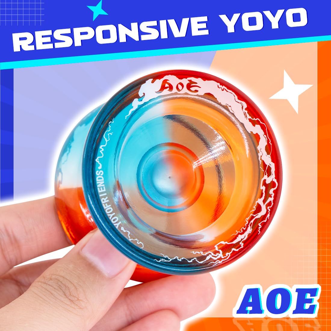 AOE Responsive Yoyo for Beginners with Dual Function Bearing – Includes Case and 10 Strings